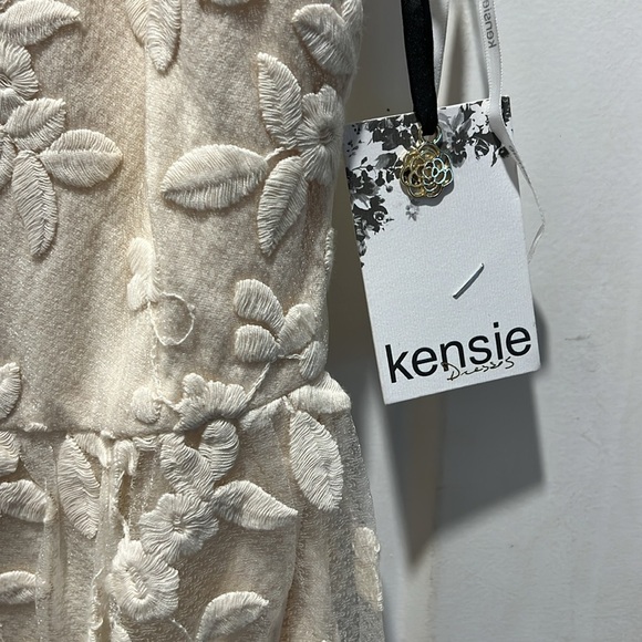 NWT Kensie ivory dress. Size 8. Lace embroidered Overlay, feminine, and soft. - Picture 2 of 8